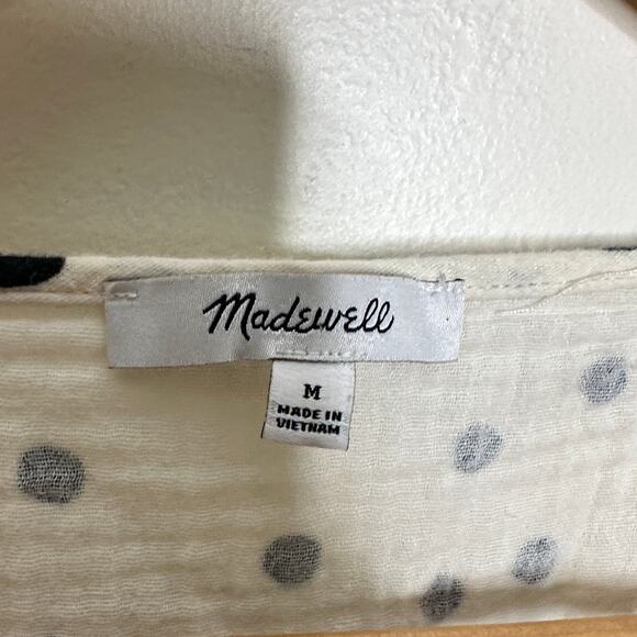 MADEWELL Lightspun Ruffle-Sleeve Babydoll Dress Dot Toss Pearl Ivory Sz M {KK10} - Picture 4 of 6